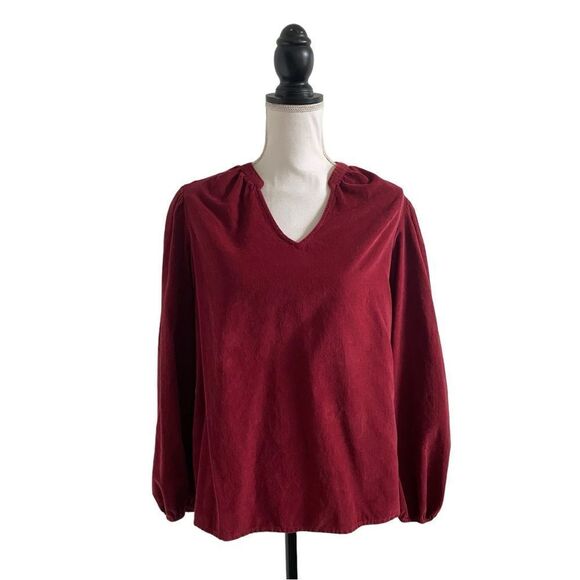 Time and Tru Puff Sleeve Corduroy Tunic Top Rich Red Women’s Size Medium - Picture 3 of 9